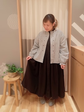 「サマンサモスモス」｜「アイテム（シャツワンピース）」を使った、miki𓆸 𓂂.さん（レディース・154cm）の冬コーディネート