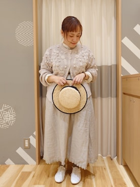 「刺繍」｜「アイテム（その他シューズ）」を使った、miki𓆸 𓂂.さん（レディース・154cm）の夏コーディネート
