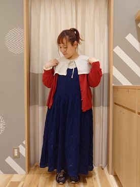 「ゆべしコラボ」｜「アイテム（ワンピース/ドレス）」を使った、miki𓆸 𓂂.さん（レディース・154cm）の秋コーディネート