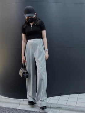 「LVEU.（ラブユ.）のアイテム（ニット/セーター）」を使った、LVEU.さん（レディース・163cm）の夏コーディネート