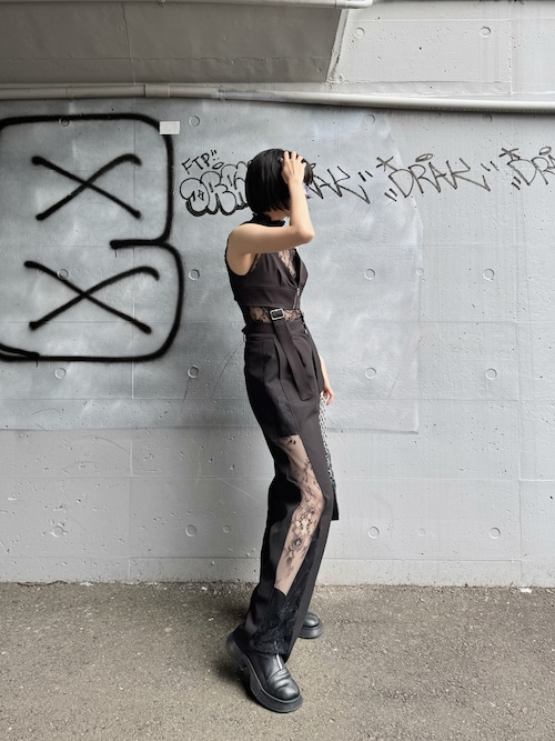 recto ノースリーブトップス　ブラック サテンストラップノースリーブトップス | ファッション通販サイト NUGU