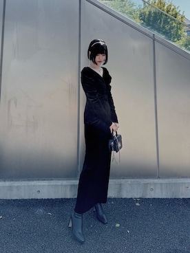 「ベロア」｜「アイテム（ワンピース/ドレス）」を使った、LVEU.さん（レディース・163cm）の秋コーディネート
