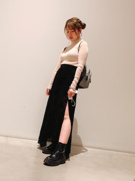 「SHIEN」｜「アイテム（ブーツ）」を使った、ゆんゆんさん（レディース・153cm）の春コーディネート