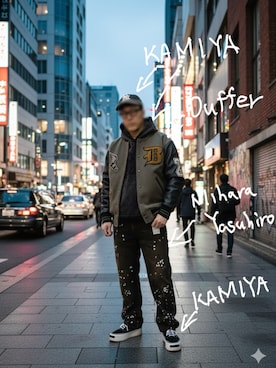 「The DUFFER of ST.GEORGE（ザダファーオブセントジョージ）のアイテム」を使った、ロウタリーさん（メンズ・178cm）の冬コーディネート