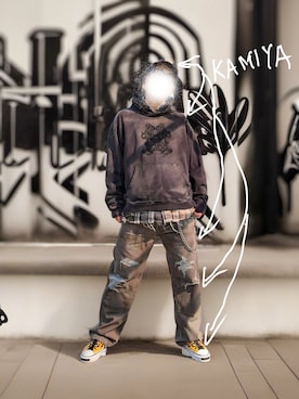 「アイテム（パーカー）」を使った、ロウタリーさん（メンズ・178cm）の秋コーディネート