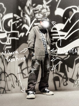 「アイテム（ストール/ショール）」を使った、ロウタリーさん（メンズ・178cm）の冬コーディネート