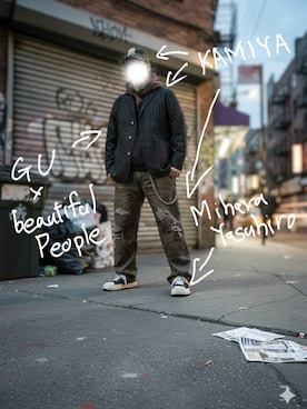 「KAMIYA（カミヤ）のアイテム」を使った、ロウタリーさん（メンズ・178cm）の冬コーディネート