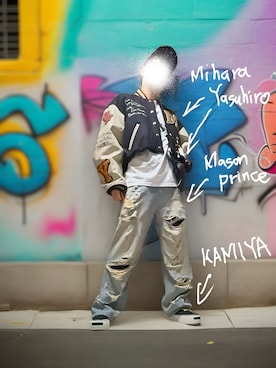 「アイテム（スタジャン）」を使った、ロウタリーさん（メンズ・178cm）の秋コーディネート