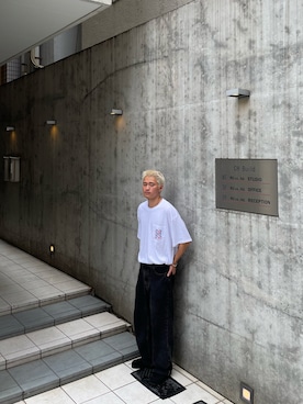 「Clarks（クラークス）のWallabee 2 / メンズ ワラビー2 (ブラックスエード)（モカシン/デッキシューズ）」を使った、Ryuichi Kawagishiさん（メンズ・172cm）の夏コーディネート