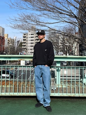 「HUF（ハフ）のアイテム」を使った、Ryuichi Kawagishiさん（メンズ・172cm）の冬コーディネート