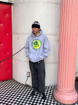 「HUF（ハフ）のアイテム（ニットキャップ/ビーニー）」を使った、Ryuichi Kawagishiさん（メンズ・172cm）の冬コーディネート