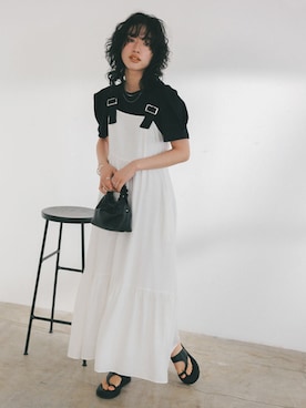 「リエディ」｜「アイテム（ジャンパースカート）」を使った、reedit_officialさん（レディース・167cm）の春コーディネート