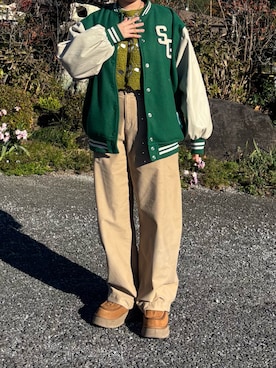 「アイテム（スタジャン）」を使った、miyo_teさん（レディース・158cm）の秋コーディネート