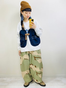 「はじめましてコーデ」｜「アイテム（帽子）」を使った、moratoriamu.さん（レディース・155cm）の春コーディネート