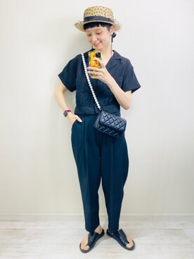 「MERLOT（メルロー）のアイテム（帽子）」を使った、moratoriamu.さん（レディース・155cm）の夏コーディネート