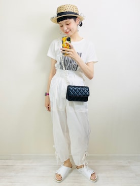 「MERLOT（メルロー）のアイテム（帽子）」を使った、moratoriamu.さん（レディース・155cm）の夏コーディネート