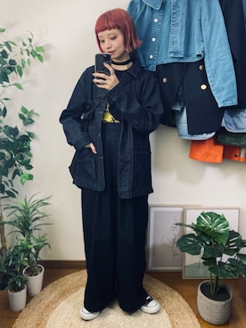 「今日のコスメと服」｜「アイテム（デニムジャケット）」を使った、moratoriamu.さん（レディース・155cm）の秋コーディネート