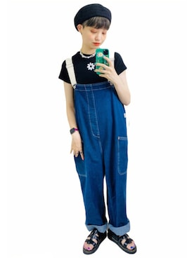 「WC（ダブル シー）のアイテム（Tシャツ/カットソー）」を使った、moratoriamu.さん（レディース・155cm）の夏コーディネート