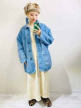 「アイテム（サンダル）」を使った、moratoriamu.さん（レディース・155cm）の冬コーディネート