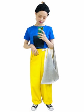 「OZOC（オゾック）のアイテム（トートバッグ）」を使った、moratoriamu.さん（レディース・155cm）の夏コーディネート