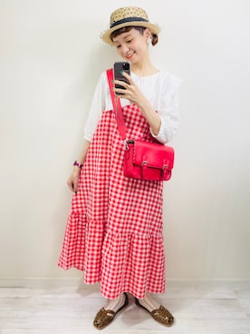 「MERLOT（メルロー）のフェイクレザーサッチェルBAG（ショルダーバッグ）」を使った、moratoriamu.さん（レディース・155cm）の秋コーディネート