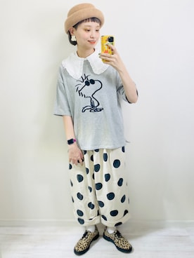 「MERLOT（メルロー）のアイテム（ピアス（両耳用））」を使った、moratoriamu.さん（レディース・155cm）の秋コーディネート