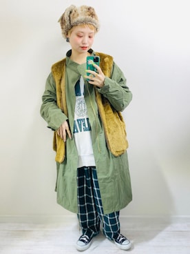 「CPCM（シーピーシーエム）のアイテム（モッズコート）」を使った、moratoriamu.さん（レディース・155cm）の冬コーディネート