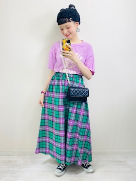 「アイテム（ヘアバンド）」を使った、moratoriamu.さん（レディース・155cm）の夏コーディネート