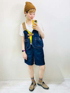 「真夏のアクティブスタイル」｜「アイテム（ニットキャップ/ビーニー）」を使った、moratoriamu.さん（レディース・155cm）の夏コーディネート