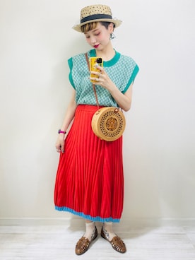 「MERLOT（メルロー）のアイテム（帽子）」を使った、moratoriamu.さん（レディース・155cm）の夏コーディネート