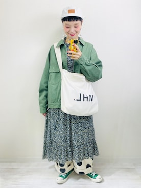 「yield（イールド）のアイテム」を使った、moratoriamu.さん（レディース・155cm）の春コーディネート