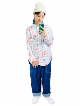 「CUBE SUGAR（キューブシュガー）のアイテム（サロペット/オーバーオール）」を使った、moratoriamu.さん（レディース・155cm）の秋コーディネート