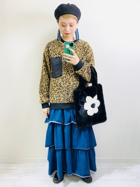 「merry jenny（メリージェニー）のアイテム（ジャンパースカート）」を使った、moratoriamu.さん（レディース・155cm）の冬コーディネート