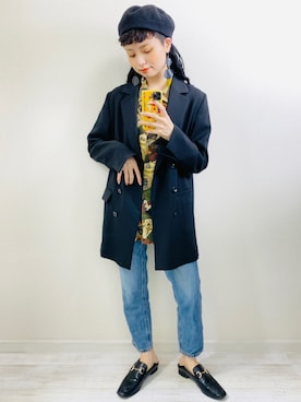 「スクエアトゥ」｜「アイテム（ハンチング/ベレー帽）」を使った、moratoriamu.さん（レディース・155cm）の春コーディネート