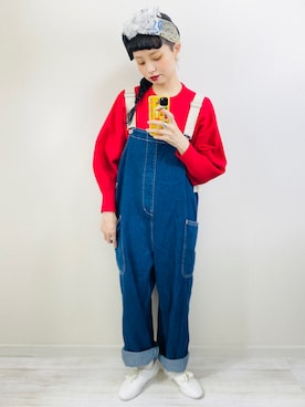 「CUBE SUGAR（キューブシュガー）のアイテム（サロペット/オーバーオール）」を使った、moratoriamu.さん（レディース・155cm）の春コーディネート