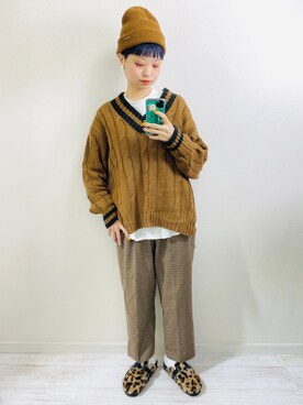 「MERLOT（メルロー）のアイテム（ピアス（両耳用））」を使った、moratoriamu.さん（レディース・155cm）の冬コーディネート