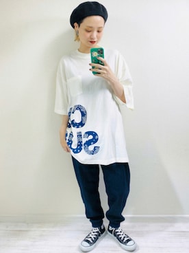 「URBAN RESEARCH（アーバンリサーチ）のアイテム（ハンチング/ベレー帽）」を使った、moratoriamu.さん（レディース・155cm）の夏コーディネート