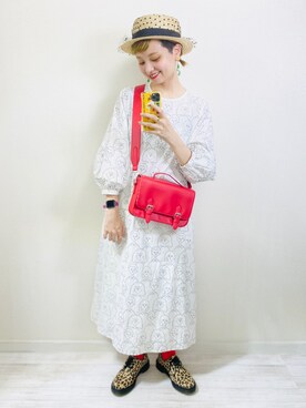 「MERLOT（メルロー）のフェイクレザーサッチェルBAG（ショルダーバッグ）」を使った、moratoriamu.さん（レディース・155cm）の秋コーディネート