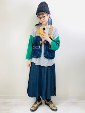 「rps（アールピーエス）のアイテム（帽子）」を使った、moratoriamu.さん（レディース・155cm）の春コーディネート