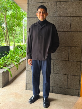 「黒コーデ」｜ZUさん（メンズ・175cm）の秋コーディネート