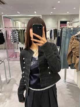 「WHO'S WHO gallery（フーズフーギャラリー）のナポレオンデニムジャケット（デニムジャケット、ブルー系）」を使った、ナナさん（レディース・169cm）の春コーディネート