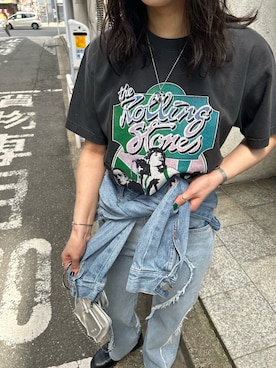 「ロックT」｜「アイテム（ジャケット/アウター）」を使った、ナナさん（レディース・167cm）の春コーディネート