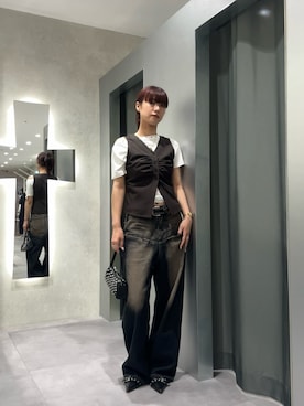 「アイテム（ベスト）」を使った、ナナさん（レディース・169cm・20代）の夏コーディネート