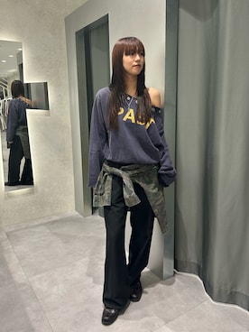 「アイテム（ミリタリージャケット）」を使った、ナナさん（レディース・169cm）の秋コーディネート