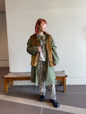 「CPCM（シーピーシーエム）のアイテム（モッズコート）」を使った、にこ。さん（レディース・154cm）の秋コーディネート