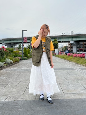 「CPCM」｜「アイテム（スカート）」を使った、にこ。さん（レディース・154cm）の夏コーディネート