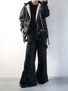 「アイテム（ムートンコート）」を使った、らいさん（メンズ・170cm）の秋コーディネート