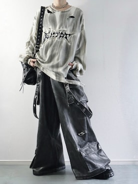 「アイテム（カーゴパンツ）」を使った、らいさん（メンズ・170cm）の秋コーディネート