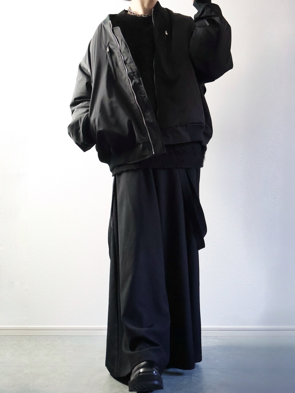 【cussil/クシル】ドレープルーズハイウエストサスペンダーハカマ パンツ cussil スラックス 「cussil/クシル」ドレープルーズシルエット