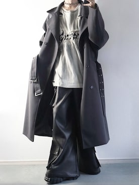 「ERAR（エラー）の【ERAR】ケミカルウォッシュ加工/スプレー加工 ハイダメージヴィンテージロゴ刺繍ロンＴ/Tシャツ（Tシャツ/カットソー）」を使った、らいさん（メンズ・170cm）の秋コーディネート